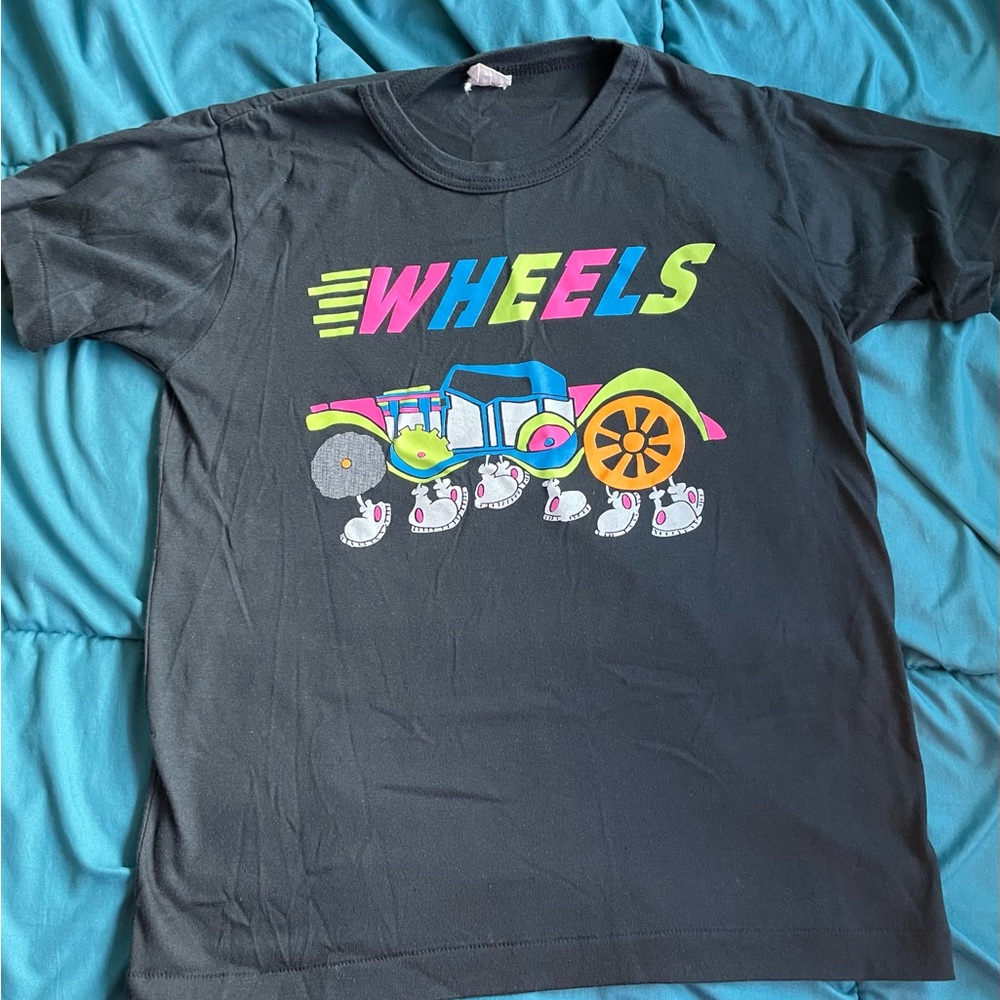 Black 'Wheels' Graphic T-Shirt small
